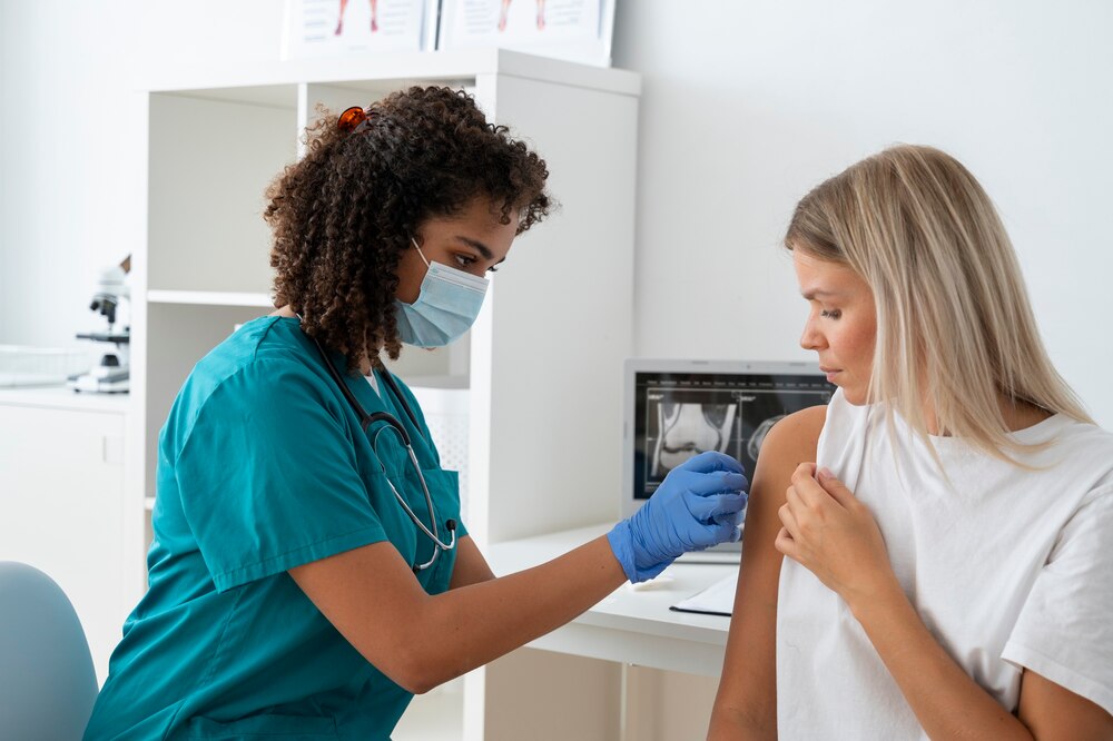 Female nurse practicing medicine at the clinic